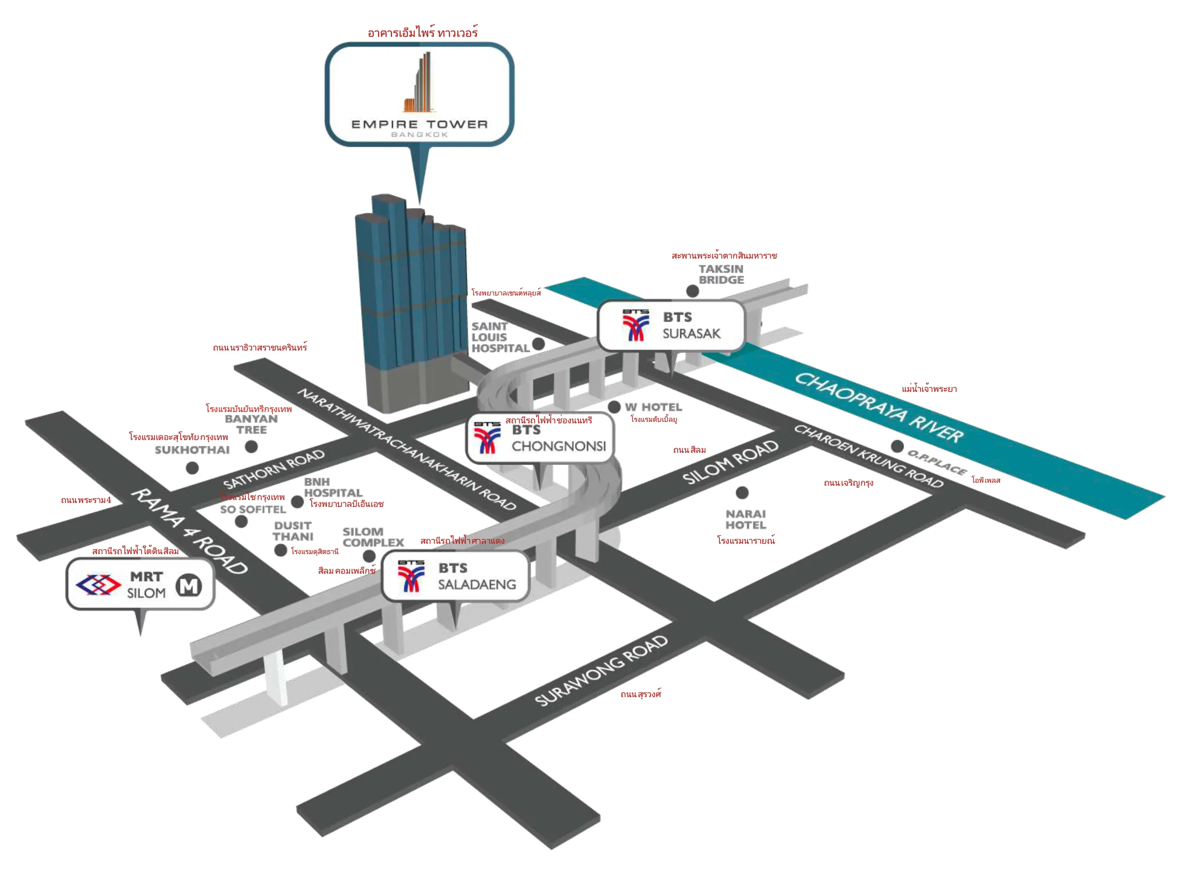 Map showing the Omega Petrotech office at Empire Tower, Sathorn